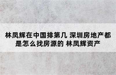 林凤辉在中国排第几 深圳房地产都是怎么找房源的 林凤辉资产